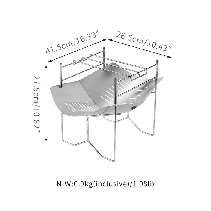 SOLO-A4 Solo A4 Size Camping Grill - Stainless Steel Campfire Stand